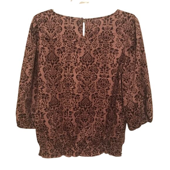 Ashley Judd Blouse Womens Peasant Style Three Quarter Length Sleeves Mauve Med - Picture 2 of 8